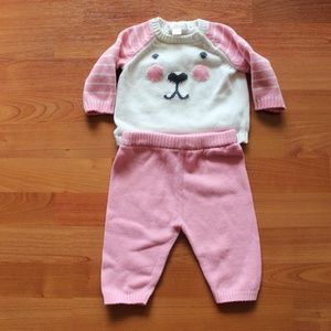 Cherokee Girl Sz 3M 2 Piece Knit Sweater Pants Set